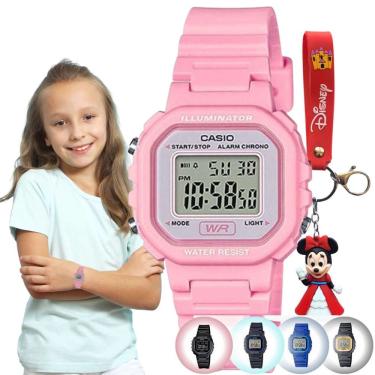 Imagem de Kit Relógio de Pulso Casio Infantil Digital Resistente Água LA-20WH + Chaveiro Personagens