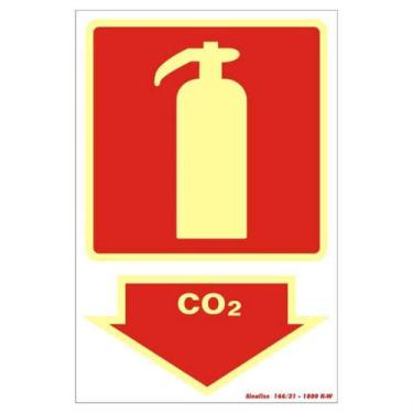 Imagem de Placa de PVC Fotoluminescente Auto-Adesiva 20x30 Extintor de CO² - 250