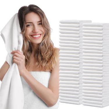 Imagem de rngwaper Toalhas de secagem de cabelo descartáveis, 50 unidades super absorventes de luxo, viagens de acampamento de salão e spa para uso de cabelo, rosto e corpo (40,6 cm x 80 cm)