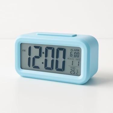 Imagem de Relógio Digital de Mesa Despertador de Cabeceira Inteligente com Sensor de Temperatura Cabeceira Premium (Azul Bebê)