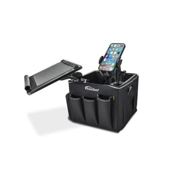 Imagem de AutoExec AE-CRATE-20 Estação de trabalho móvel para veículo e escritório móvel com organizador de avental, bandeja para laptop e suporte para telefone