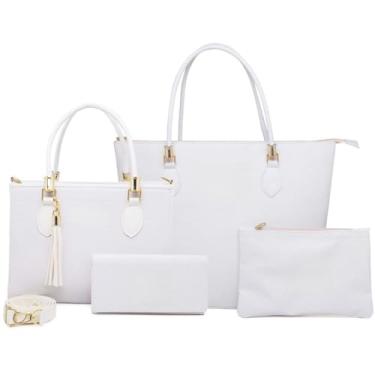 Imagem de Kit 4 Bolsas Anjik, bolsas Elegantes, Kit completo Bolsa Anjik Média+Carteira+Sacola Anjik+Necessaire ! (Branco,único)