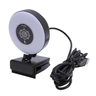 Imagem de Webcam 4K Com Luz e Microfone, HD Webcam USB Câmera da Web Foco Automático Controle Remoto Microfones Duplos Redução de Ruído para Zoom Skype Teams PC Laptop