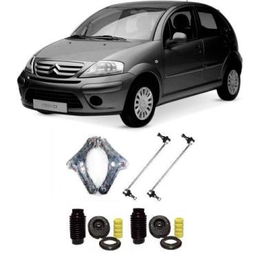 Imagem de Bandeja + Bieleta + Kit Batente Citroen C3 Dianteiro 2003 Até 2012 O P