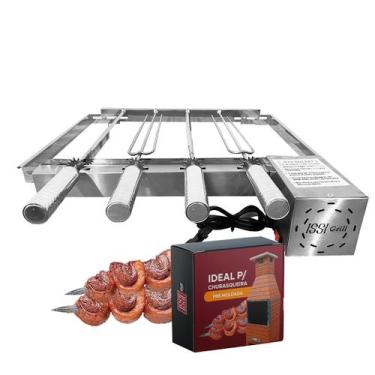 Imagem de Grill Giratório Inox 4 Espetos Churrasqueiras Pré Moldada Issi Grill, 