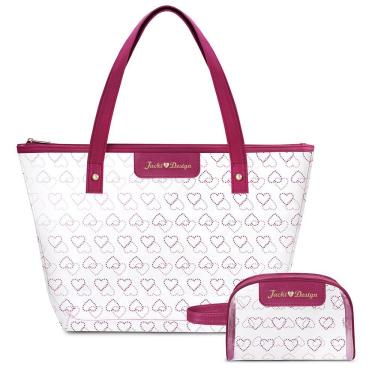 Imagem de Kit Bolsa Shopper E Necessaire Transparente Love Vinho