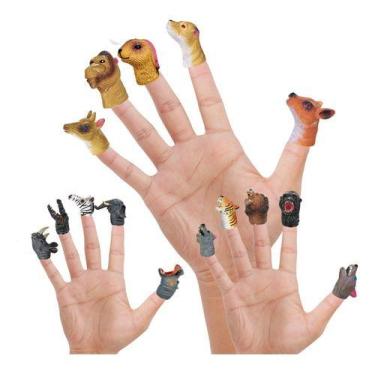 Imagem de Brinquedo Dedoches Fantoche De Dedo Kit 5 Animais Floresta - DM TOYS, 