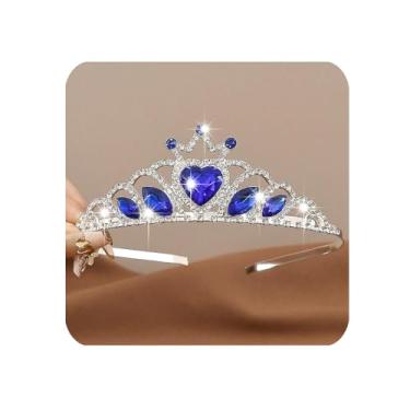 Imagem de Yheahin Tiara de princesa de cristal prata com glitter, elegante, coração, coroa, casamento, formatura, festa de aniversário, acessório de cabelo, Standard, Metal, Sem Pedra Preciosa