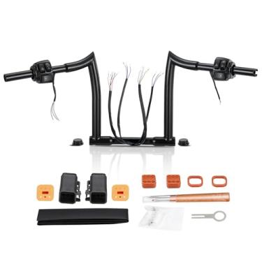 Imagem de TIGERSGATE Cabide de macaco pré-cabeado de 25,4 cm para Sportster Dyna Softail Road King 1996-2006 Guidão de 2,5 cm de diâmetro da braçadeira (cabos CAN-Bus e seta pré-instalados e kit de controle de