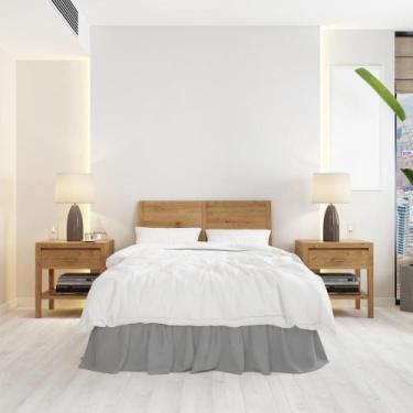 Imagem de Saia Para Cama Box Ajustável para King 1 Peça Avulso Decoração CINZA -