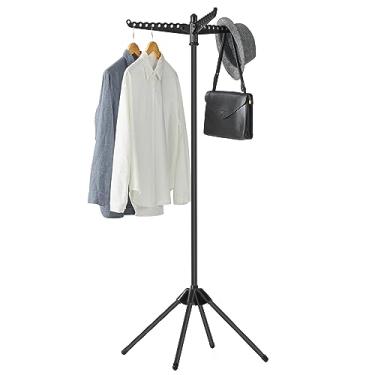 Imagem de SONGMICS Escorredor de roupas, rack de secagem de roupa dobrável de 139 cm com 3 braços rotativos para cabides, 4 pernas, aço inoxidável, para 27 peças, preto ULLR510B01