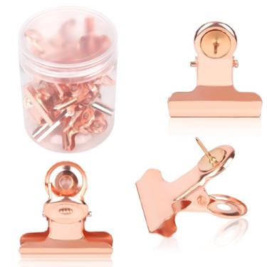 Imagem de 20 Peças Clipes de Alfinete, Resistentes Clipes Tachinhas com Alfinetes Sem Furos Acessórios de Quadro Cortiça para Papel Foto Pôster Casa Escritório Quadro Avisos (Ouro Rosa)