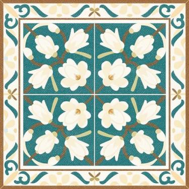 Imagem de HOMETITUTE 10 peças de azulejos de flor de magnólia de 30,5 x 30,5 cm, removíveis, autoadesivos, adesivos para pisos de vinil, para cozinha, banheiro, sala de estar, entrada, decoração de casa
