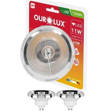 Imagem de 2 Lâmpadas Ar111 Led 11w Bivolt 24 Graus Gu10 Cor da Luz 2700K Amarela
