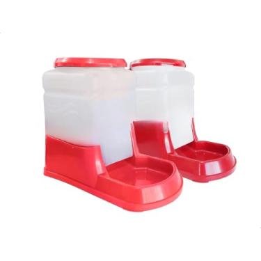 Imagem de Kit Bebedouro Comedouro Automatico Cachorro Gato Prático 3 litros(Vermelho)