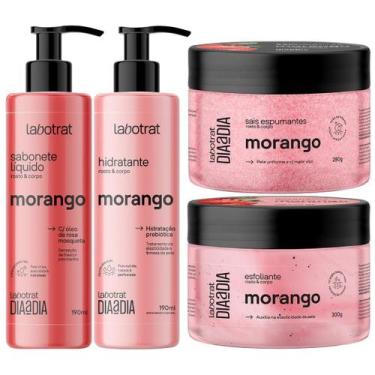 Imagem de Kit Banho Premium Labotrat Morango Completo 4 Produtos C/ Sais Cheiro 