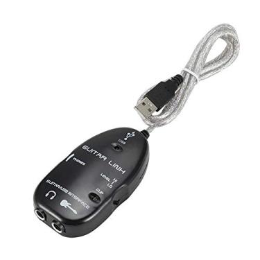 Imagem de LiebeWH Adaptador de Cabo de Link de Guitarra USB para Fone de Ouvido Estéreo para Computadores para PC Alto -falantes de Monitor Ativo para Monitoramento (Preto)