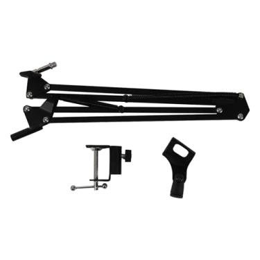 Imagem de Microfone de mesa de mesa Stand para uso ajustável de manifestação de braço de lança com molas duplas de suspensão para podcasts de gravação de estúdio Construção de plástico de