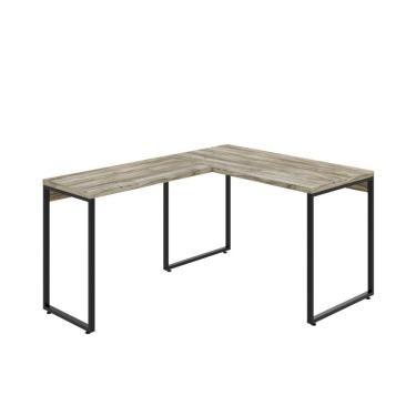 Imagem de Mesa Em L Kuadra Office 120x150x75cm Carvalho - Est.preta Carvalho - Est.preta