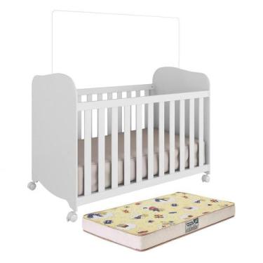 Imagem de Berço Americano Uli com Colchão Supreme - Móveis Peroba, Branco Brilho