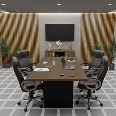 Imagem de Conjunto Escritório Mesa Reunião Armário Credenza Escritório Office Netmobil