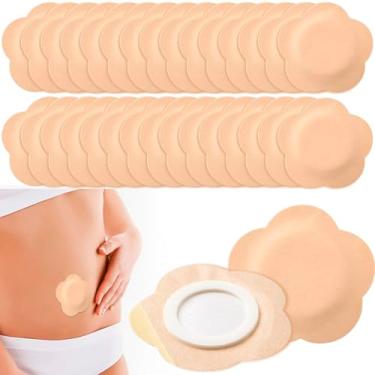 Imagem de Hzopcw Embalagem de óleo de rícino de 30 peças, adesivos descartáveis de óleo de rícino de algodão orgânico para umbigo, adesivos autoadesivos altamente absorventes para homens e mulheres - cor da
