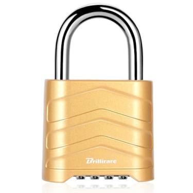 Imagem de Fechadura de combinação, cadeado de metal resistente de 4 dígitos, fechaduras de liga à prova de intempéries com manilha de aço endurecido, cadeados grandes de alta segurança para galpões, cercas