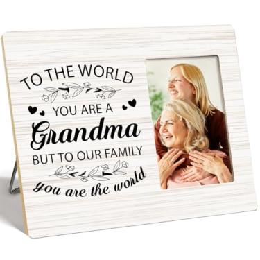 Imagem de OTINGQD Porta-retrato para avó, presentes para avó de netos, presente de Natal, aniversário e dia das mães para a avó, To the World You're A Grandmother But To Our Family You're the World, moldura de