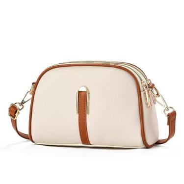 Imagem de Bolsa Transversal Feminina Retrô Pequena - Bolsa Quadrada com Alça Fina, Leve e Prática, Ideal para Dia a Dia e Ocasiões Especiais (Bege)