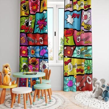 Imagem de Cortina Tecido Oxford Quarto Infantil Herois Quadros em Ação - 280x220