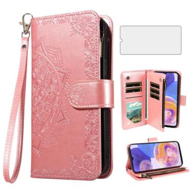 Imagem de Asuwish Capa de telefone para Samsung Galaxy A23 5G/4G capa carteira celular com protetor de tela de vidro temperado e flor flip porta-cartão de crédito suporte suporte A 23 23A 6,6 mulheres homens
