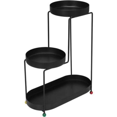 Imagem de SUPORTE PARA VASOS PLANTA CACHEPÔ 3 NIVEIS HOME&CO METAL 45x35x17cm PR