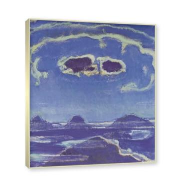 Imagem de Moldura de champanhe. Famosas pinturas a óleo (paisagem 38) por Ferdinand Hodler, reprodução impressa em tela, arte de cenário para decoração de sala de estar. 70 x 84 cm - 27,5 x 33,1 pol