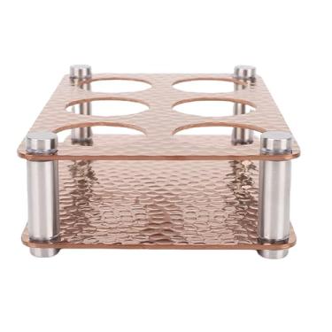 Imagem de TOPINCN Bandeja de Vidro Bandeja de Aço Inoxidável de Vidro de Vidro de Copo de Copo de Barra 6 Buracos Rack de Estampa de Copo de Licor Transparente para Barragem de Armazenamento de (1#11)