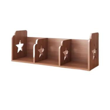 Imagem de Estante de mesa de mesa de madeira, com 3 compartimentos para exibição, organizador de estante multiuso para escritório, escritório e mesa (cor nogueira)