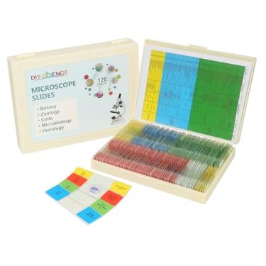 Imagem de DIY-SCIENCE Conjunto Com 120 Lâminas De Microscópio Espécimes, Preparadas Para Laboratório Crianças E Adultos, Animais/Plantas/Micróbios/Tecidos/Células, Kit Biologia-Tronco Educação Domiciliar, Lab