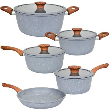 Imagem de Jogo de Panelas de Indução Antiaderente Cerâmica Verona Cinza 5 peças - Vista Home