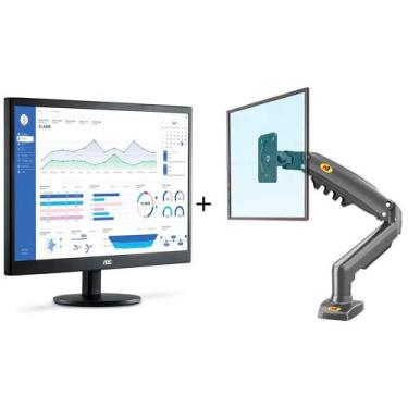 Imagem de Kit Monitor AOC 18,5" E970SWHNL + Suporte de Mesa 17 a 30 F80 NB