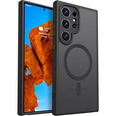 Imagem de Rayboen Capa magnética para Samsung Galaxy S24 Ultra, [compatível com Magsafe] [Proteção total da câmera] Capa de celular translúcida fosca à prova de choque Slim Fit para S24 Ultra, preto fosco