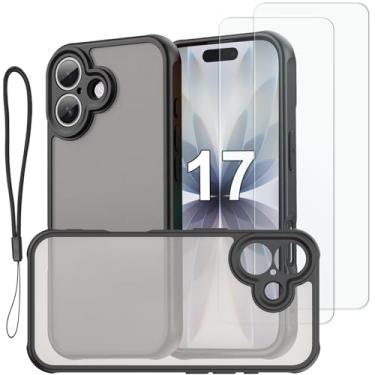 Imagem de USTIYA Kit Capa Película Protetora de Tela para iPhone 17 6,3 polegadas 2025 Case Acrílico + PET Rígido Capinha, Protetora de Câmera Cover Anti-Amarelo Traseira Vidro Temperado FGKM