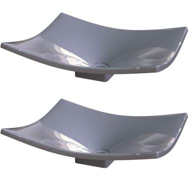 Imagem de Kit 02 Cubas de Apoio Para Banheiro Lavabo C01 Folha F44 Cinza - Lyam Decor