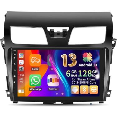 Imagem de [6G + 128G] Android 13 estéreo automotivo para Nissan Altima 2013-2018 com carro sem fio CarPlay Android Auto, rádio automotivo com tela sensível ao toque de 10,1 polegadas com link espelhado