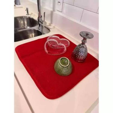 Imagem de Tapete Escorredor De Prato E Louça Microfibra Alta Absorção (VERMELHO)