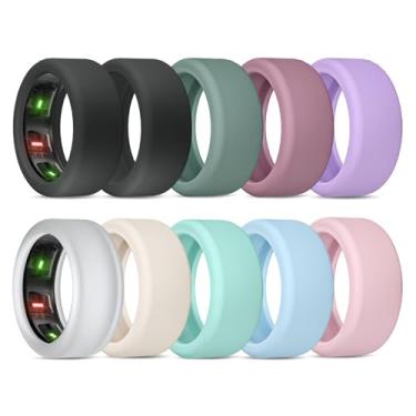 Imagem de BandRain Pacote com 10 capas para Oura Ring Gen 4 e 3/ULTRAHUMAN Ring AIR, capa protetora de silicone elástico antiarranhões acessórios para mulheres e homens malhando academia (10 cores - conjunto 12