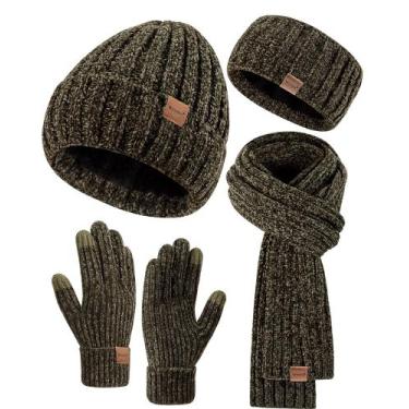 Imagem de Chapéu de inverno, cachecol, luva, conjunto de bandanas para mulheres 