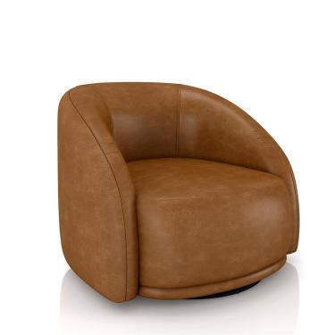 Imagem de Poltrona Decorativa Jenny Base Giratória em Metal Preto PU Caramelo G45 - Gran Belo