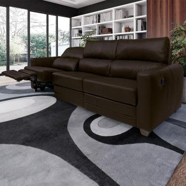 Imagem de Sofá Sala de Cinema Elétrico Maldivas Reclinável Retrátil 4 Lugares 281cm Couro Marrom Capuccino G40 - Gran Belo
