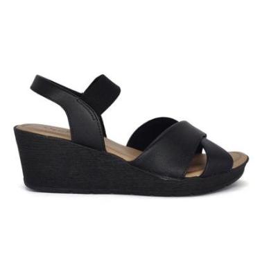 Imagem de Sandália Usaflex Anabela Salto Médio Couro Calce Fácil Cor:;Tamanho:38;Gênero:Mulher-Feminino