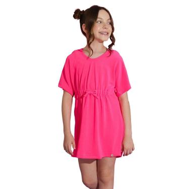 Imagem de Saída de Praia Infantil Atoalhada com Capuz Pink Neon Everly-Feminino