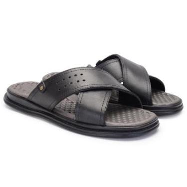 Imagem de Sandália Chinelo Masculino de Couro Antistress Sola de Borracha Leve 37 ao 46-Masculino